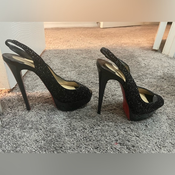 Louboutin sparkle sling back size 37 150mm - Picture 2 of 6